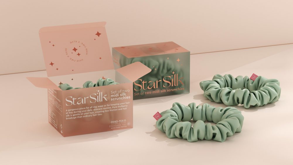 StarSilk svilene gumice za kosu green aurora